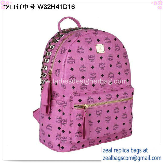 High Quality Replica MCM Medium Top Studs Backpack MC4232 Rosy